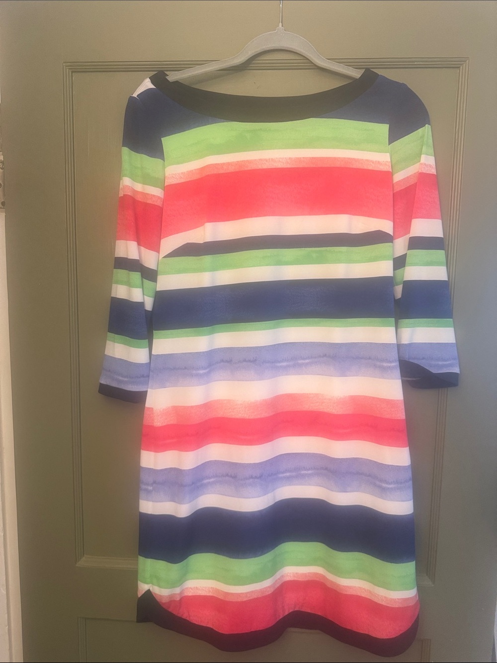 Vince Camuto Striped Mini Dress in Navy, Coral, Green, White